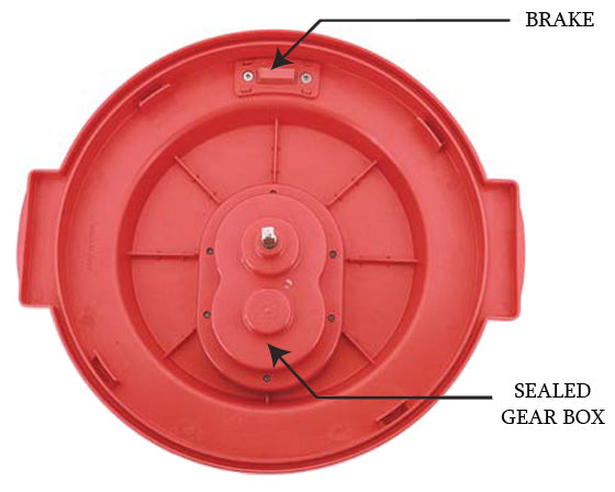 Chef Master 90005 Premium Plastic Manual Salad Dryer / Spinner with Brake 5 gal. - Red