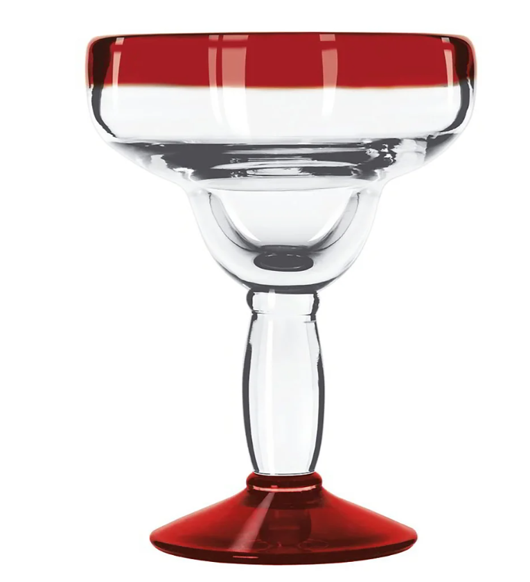 Libbey 92308R 12 oz Aruba Margarita Glass w/ Red Rim & Foot