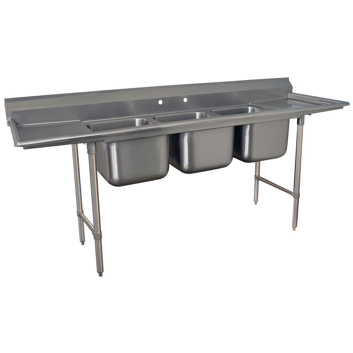 Advance Tabco 93-3-54-18RL Regaline Stainless Steel 3-Compartment Sink 151" with 20"F/B x 16"W x 12" Deep Bowls - Left/Right Drainboards