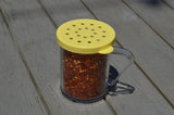 Cambro 96SKRC135 Camwear Polycarbonate Shaker/Dredge with Handle & Yellow Lid for Cheese 10 oz. - Clear
