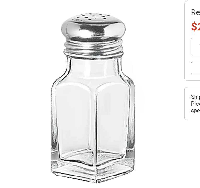 Libbey 97052 2 oz Salt/Pepper Shaker - Glass, 4 1/8"H