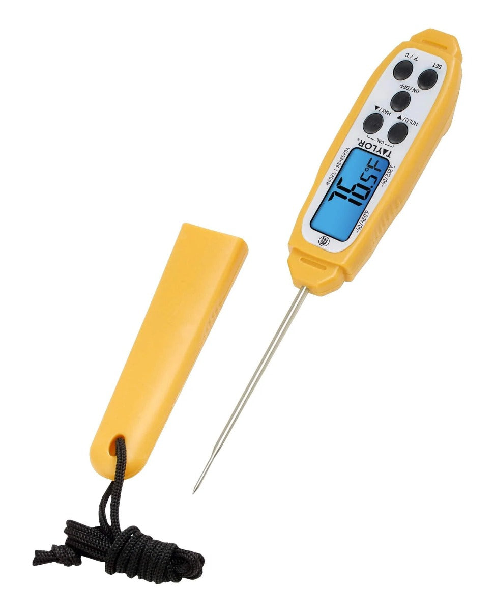 Taylor 9848EFDA Pen Style Waterproof Digital Probe Pocket Thermometer with LCD Display - Yellow - (-40 to 450 Deg. F)