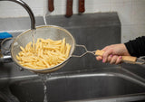 TableCraft 99 Tin-Plated Medium Double Mesh Strainer with 10-1/4" dia. Bowl and Wood Handle