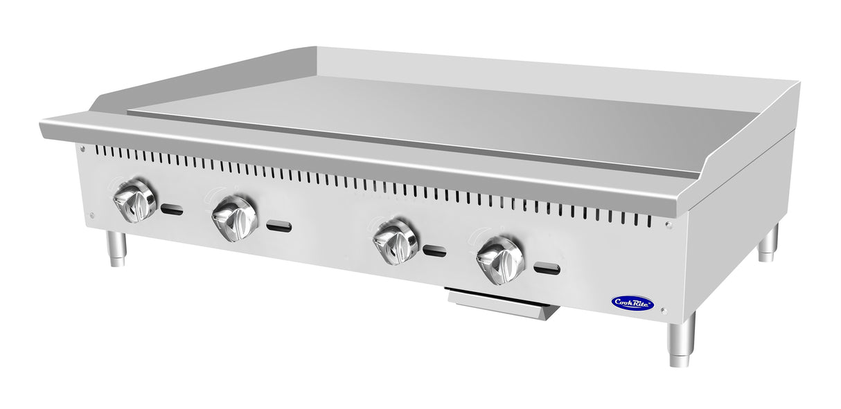 Atosa ATMG-48 CookRite Countertop Heavy-Duty Gas Griddle with 4 Burners, Steel Plate & Manual Control 48" - 120,000 BTU