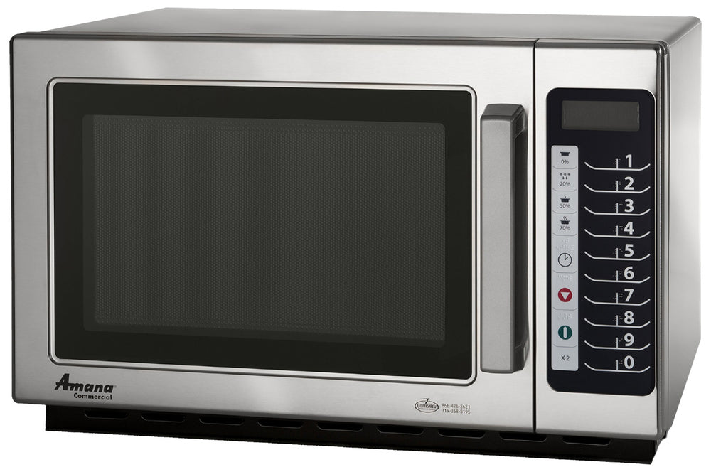 Amana RCS10TS Stainless Steel Medium-Volume Stackable Countertop Commercial Microwave with Touchpad Controls - 120V, 1000W