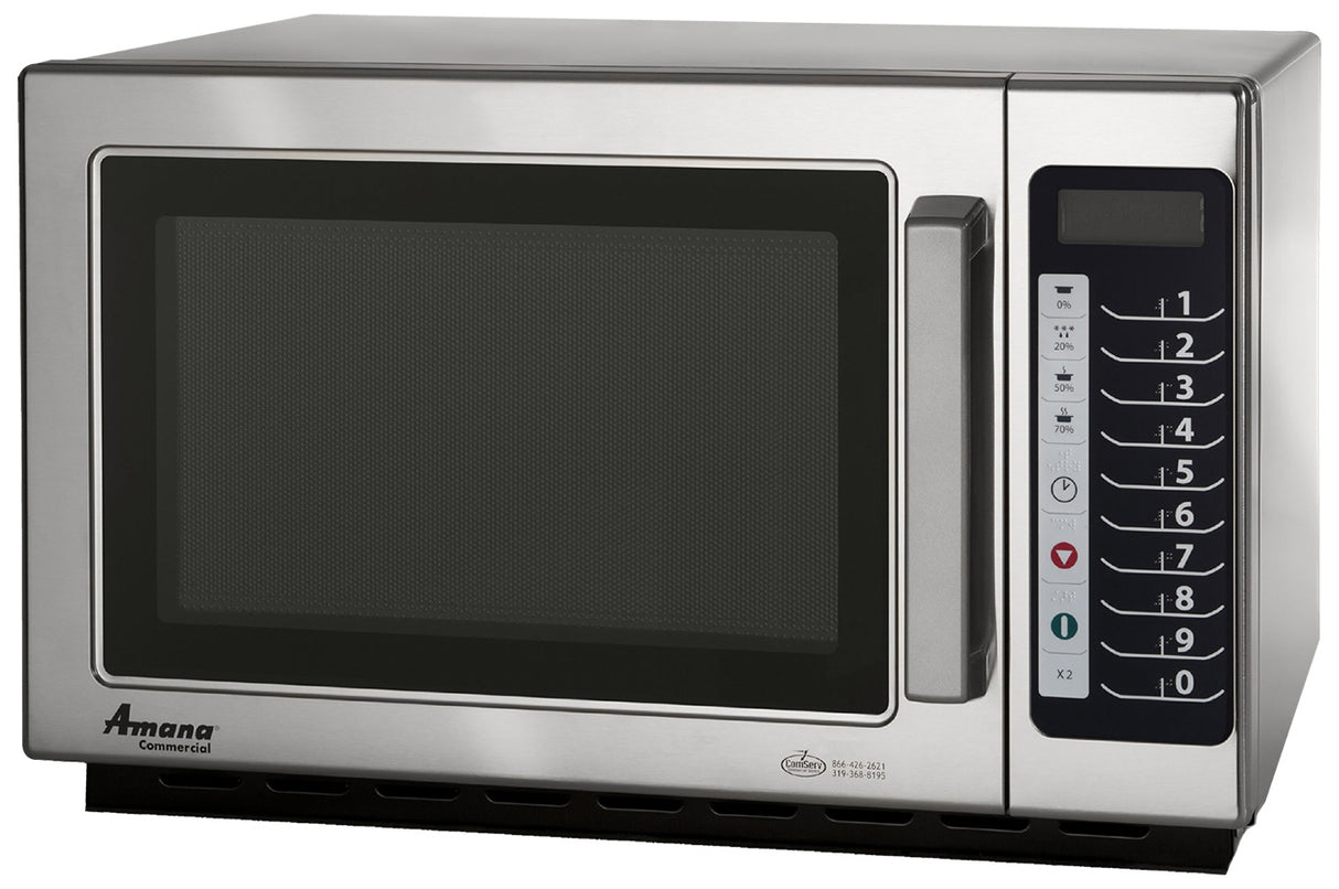 Amana RCS10TS Stainless Steel Medium-Volume Stackable Countertop Commercial Microwave with Touchpad Controls - 120V, 1000W