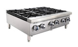Adcraft BDCTH-36 Black Diamond Countertop Heavy Duty Natural Gas Hotplate with 6 Burners 36" - 150,000 BTU