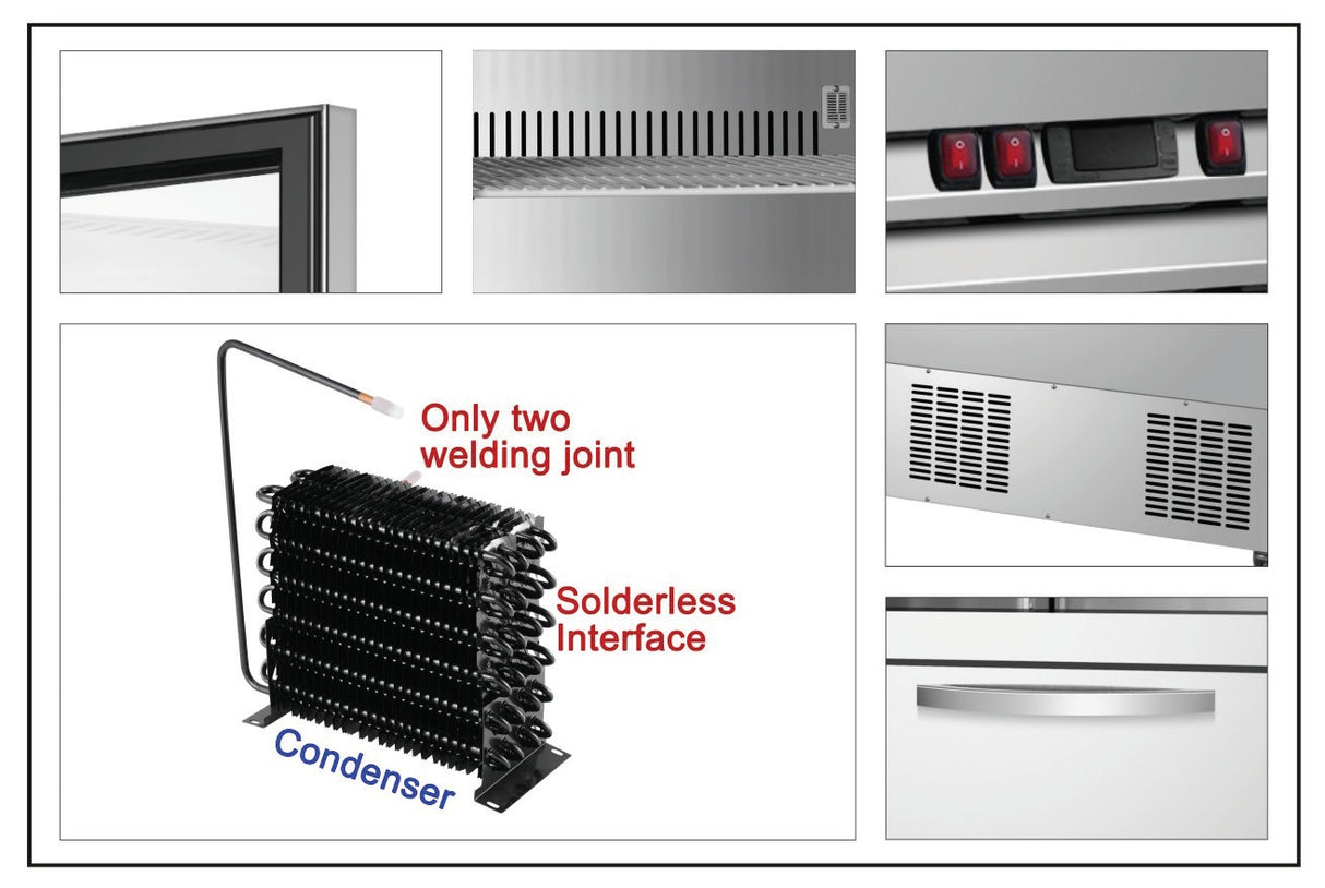 Sub-Equip C-54BR Stainless Steel 2-Section 2 Solid Door Reach-In Refrigerator 54" - 115v
