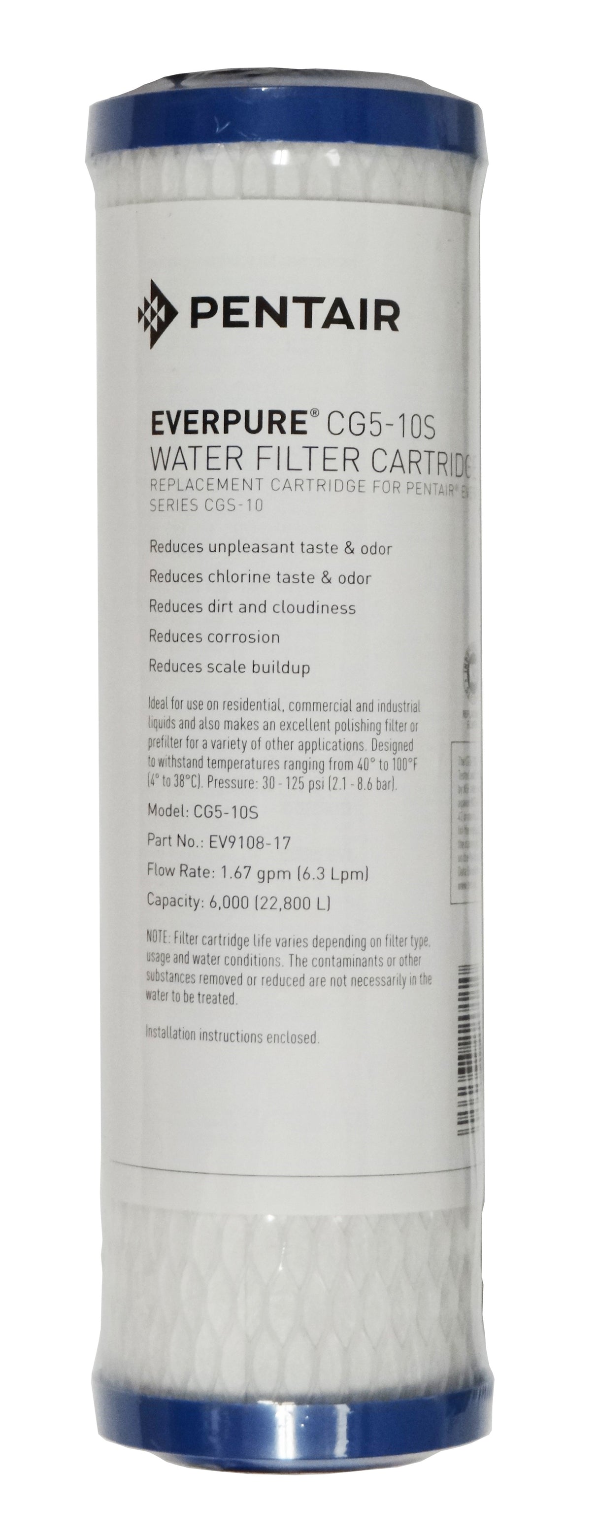 Everpure EV910817 CG5-10S 10" Drop-In Replacement Water Filter Cartridge - 5 Micron Rating and 1.67 GPM