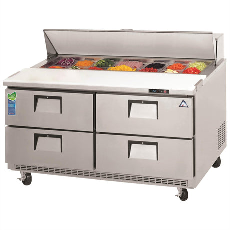 Everest Refrigeration EPBNR2-D4 2-Section 4 Drawer Refrigerated Salad/Sandwich Prep Table 48" - Holds (12) 1/6 Size Pans - 13 Cu. Ft. - 115v