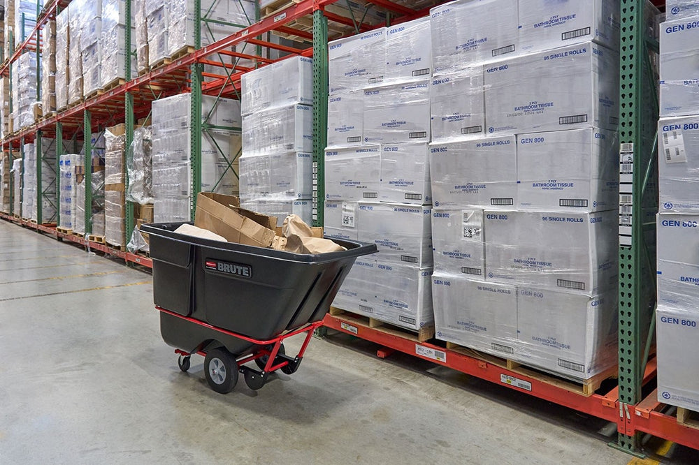 Rubbermaid FG131500BLA Rotomolded Open Top Utility Duty Tilt Truck / Trash Cart - Black - 1 cu. yd. (1250 lb. Capacity)