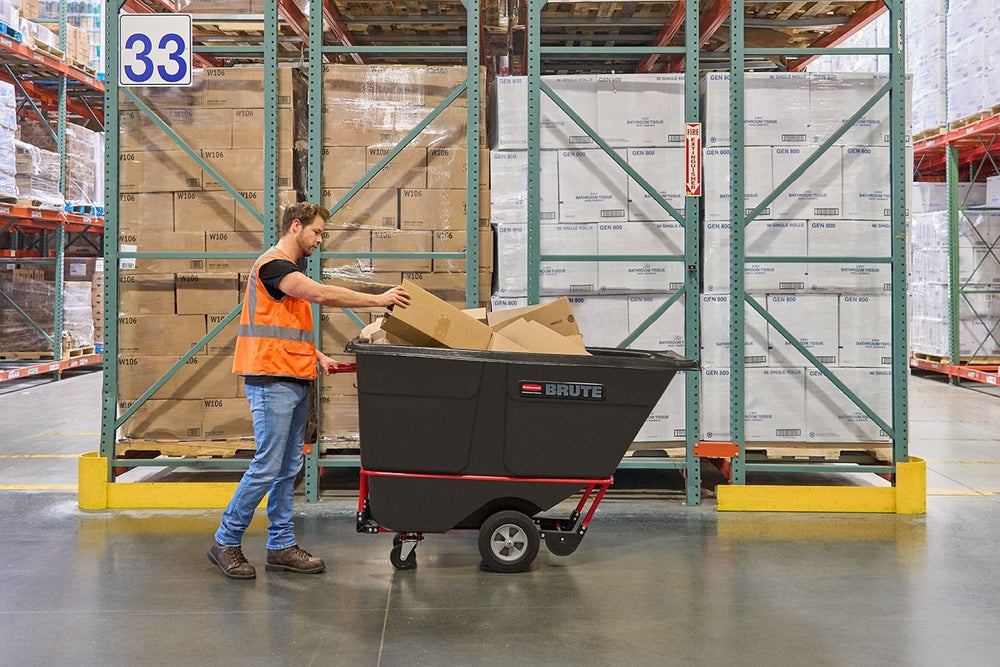 Rubbermaid FG131500BLA Rotomolded Open Top Utility Duty Tilt Truck / Trash Cart - Black - 1 cu. yd. (1250 lb. Capacity)