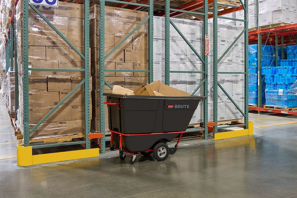 Rubbermaid FG131500BLA Rotomolded Open Top Utility Duty Tilt Truck / Trash Cart - Black - 1 cu. yd. (1250 lb. Capacity)