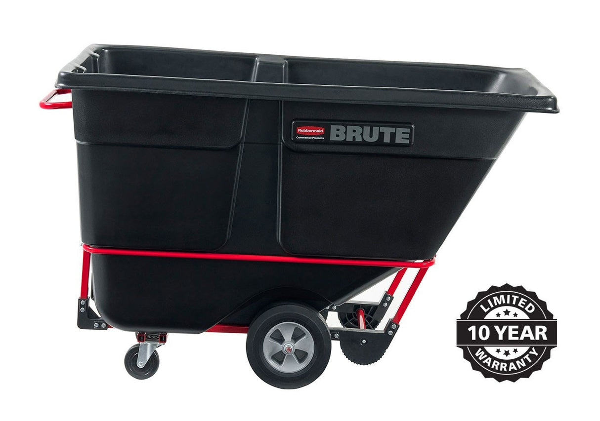 Rubbermaid FG131500BLA Rotomolded Open Top Utility Duty Tilt Truck / Trash Cart - Black - 1 cu. yd. (1250 lb. Capacity)