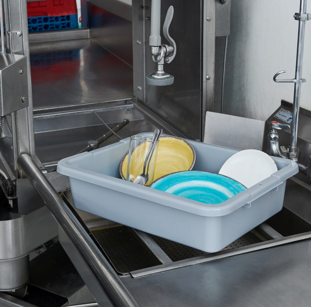 Rubbermaid FG334992GRAY Plastic Bus/Utility Box 20"L x 15"W x 5"H - Gray