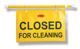 Rubbermaid FG9S1500YEL English Only "Closed for Cleaning" Hanging Doorway Safety Sign 44"W x 13"H - Yellow