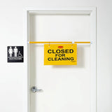 Rubbermaid FG9S1500YEL English Only "Closed for Cleaning" Hanging Doorway Safety Sign 44"W x 13"H - Yellow