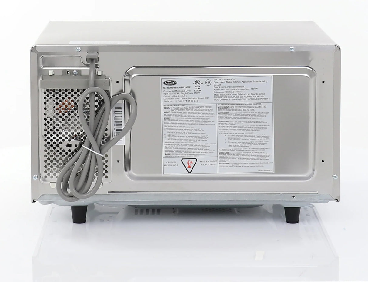 General GEW1000E Stainless Steel Medium Duty Commercial Microwave Oven with Digital Touch Pad Controls 20" - 1.0 cu. ft. - 120V, 1,000W