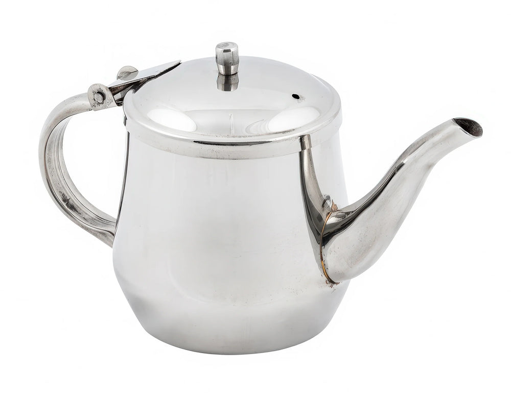 Adcraft GNP-10 Holloware Heavy Stainless Steel Gooseneck Teapot with Hinged Cover and Tubular Handle 10 oz.