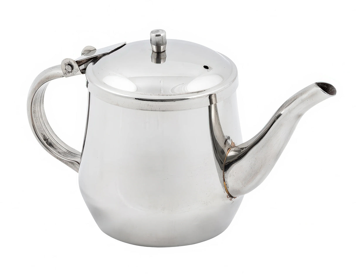 Adcraft GNP-10 Holloware Heavy Stainless Steel Gooseneck Teapot with Hinged Cover and Tubular Handle 10 oz.
