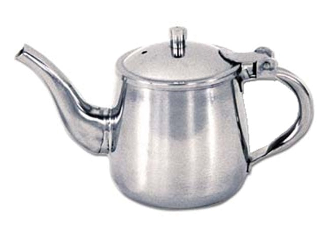 Adcraft GNP-10 Holloware Heavy Stainless Steel Gooseneck Teapot with Hinged Cover and Tubular Handle 10 oz.