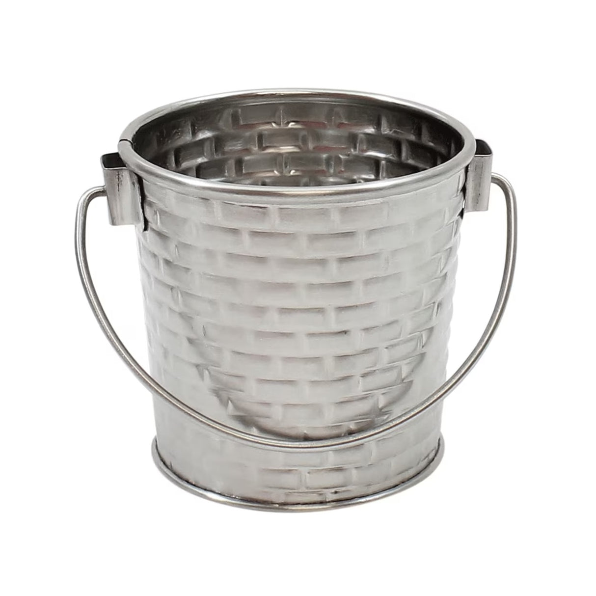TableCraft GTSS33 Brickhouse Stainless Steel Small Round Serving Pail with Handle 3" dia. x 3-1/4"H - 9 oz. -  12/Case