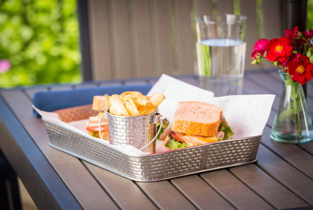 TableCraft GTSS33 Brickhouse Stainless Steel Small Round Serving Pail with Handle 3" dia. x 3-1/4"H - 9 oz. -  12/Case