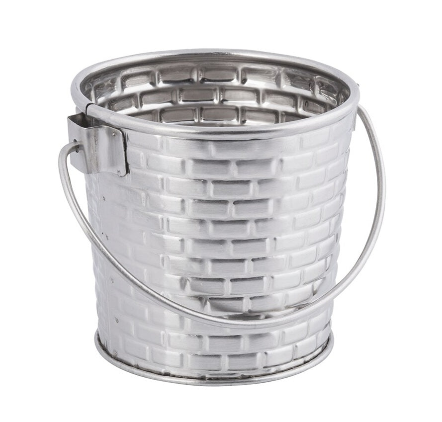 TableCraft GTSS33 Brickhouse Stainless Steel Small Round Serving Pail with Handle 3" dia. x 3-1/4"H - 9 oz. -  12/Case