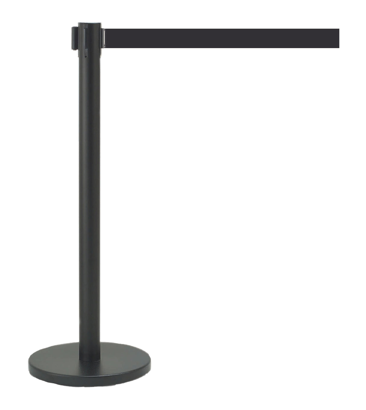 AARCO HBK-10BK Form-A-Line System Crowd Control Stanchion 40"H with 10' Black Retractable Belt - Black Finish