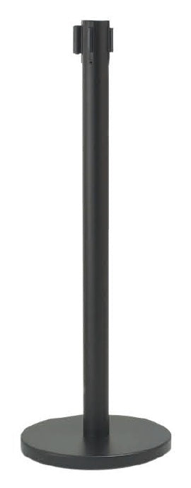 AARCO HBK-10BK Form-A-Line System Crowd Control Stanchion 40"H with 10' Black Retractable Belt - Black Finish