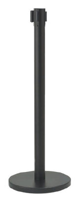 AARCO HBK-10BK Form-A-Line System Crowd Control Stanchion 40"H with 10' Black Retractable Belt - Black Finish