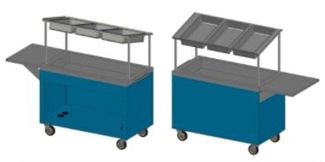 Jean's RS JRS BREAKFAST CART Custom Stainless Steel Ice-Cooled Take Away Cafe Cart with Slanted 3-Slot Overshelf