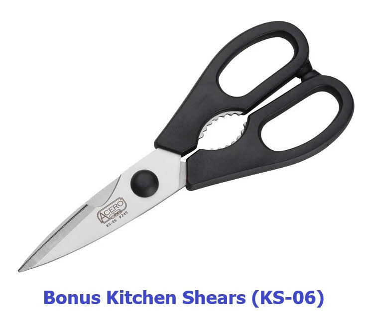 Winco KFP-KITA Acero Cutlery 7-piece Knife Set with Shears & Knife Bag