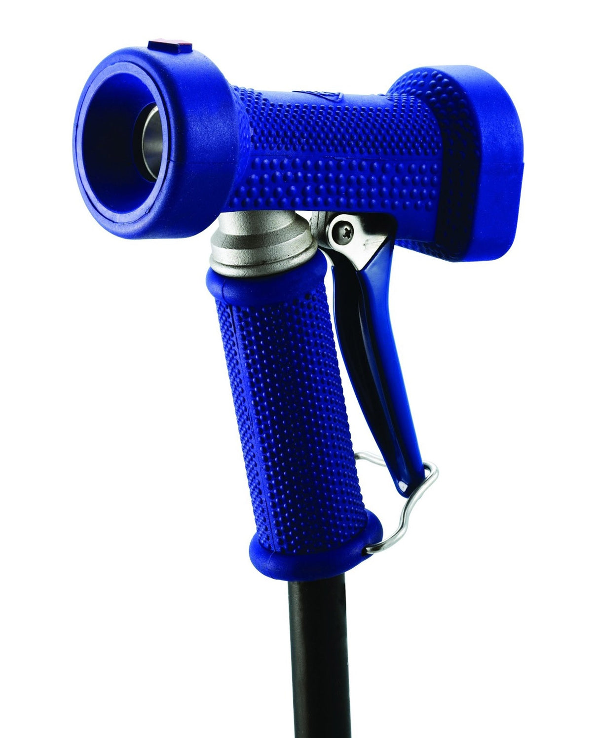 T&S Brass MV-2516-34 Heavy Duty Stainless Steel Water Gun with Rear Trigger and Blue Rubber Cover w/o Coupling - 7/16" Orifice