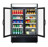 Maxx Cold MVMR48B V-Series Black 2-Section 2 Glass Slide Door Merchandiser Refrigerator 54" - 48 cu. ft. - 115v