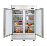 Maxx Cold MVR-49FDHC V-Series 2-Section 2 Solid Swing Door Reach-In Refrigerator 54" - 42 cu. ft. - 115v