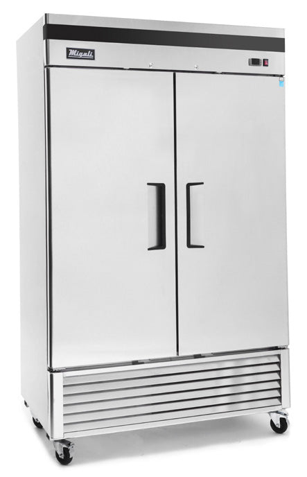 Migali C-2FB-HC Competitor Series 2-Section 2 Solid Door Reach-In Freezer 55" - Bottom Mount Compressor - 49 cu. ft. - 115v