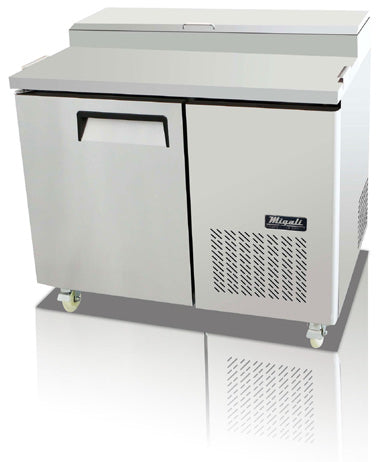 Migali C-PP44-HC Competitor Series 1-Section 1 Solid Door Refrigerated Pizza Prep Table 44" - Holds (6) 1/3 size pans - 14 cu.ft. - 115v