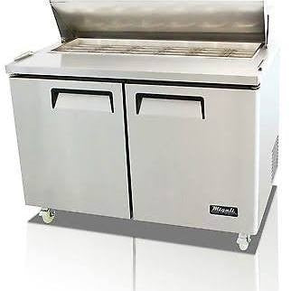 Migali C-SP48-18BT-HC Competitor Series 2-Section 2 Solid Door Big Top Refrigerated Salad/Sandwich Prep Table 48" - Holds (18) 1/6 size panss - 14.7 cu.ft. - 115v