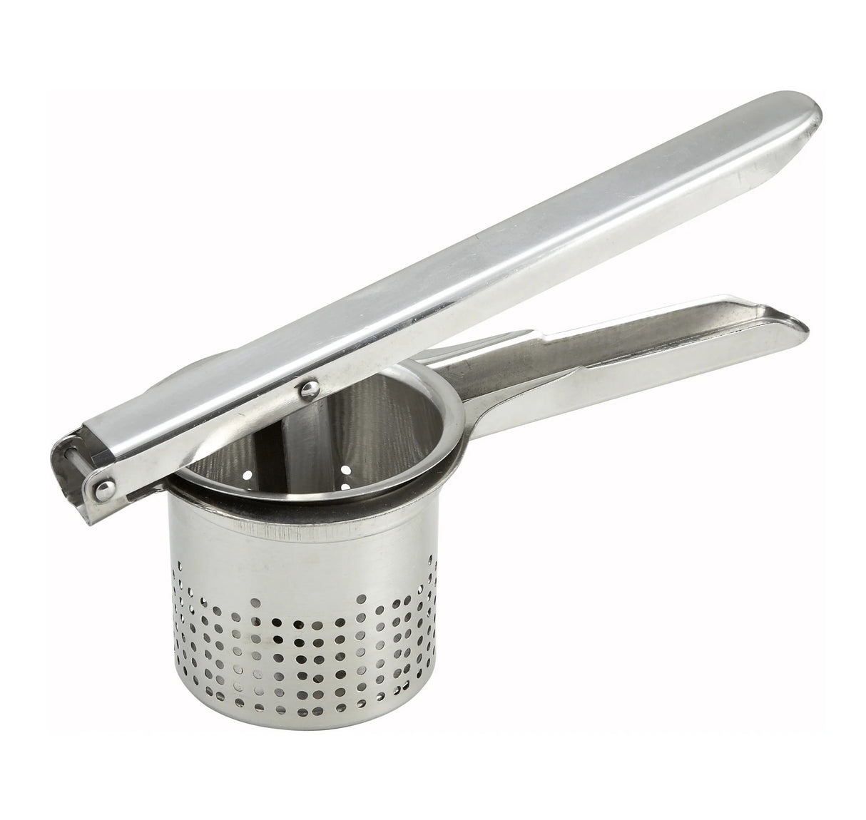 Winco PR-9 Economy Stainless Steel Round Potato Ricer 10"L