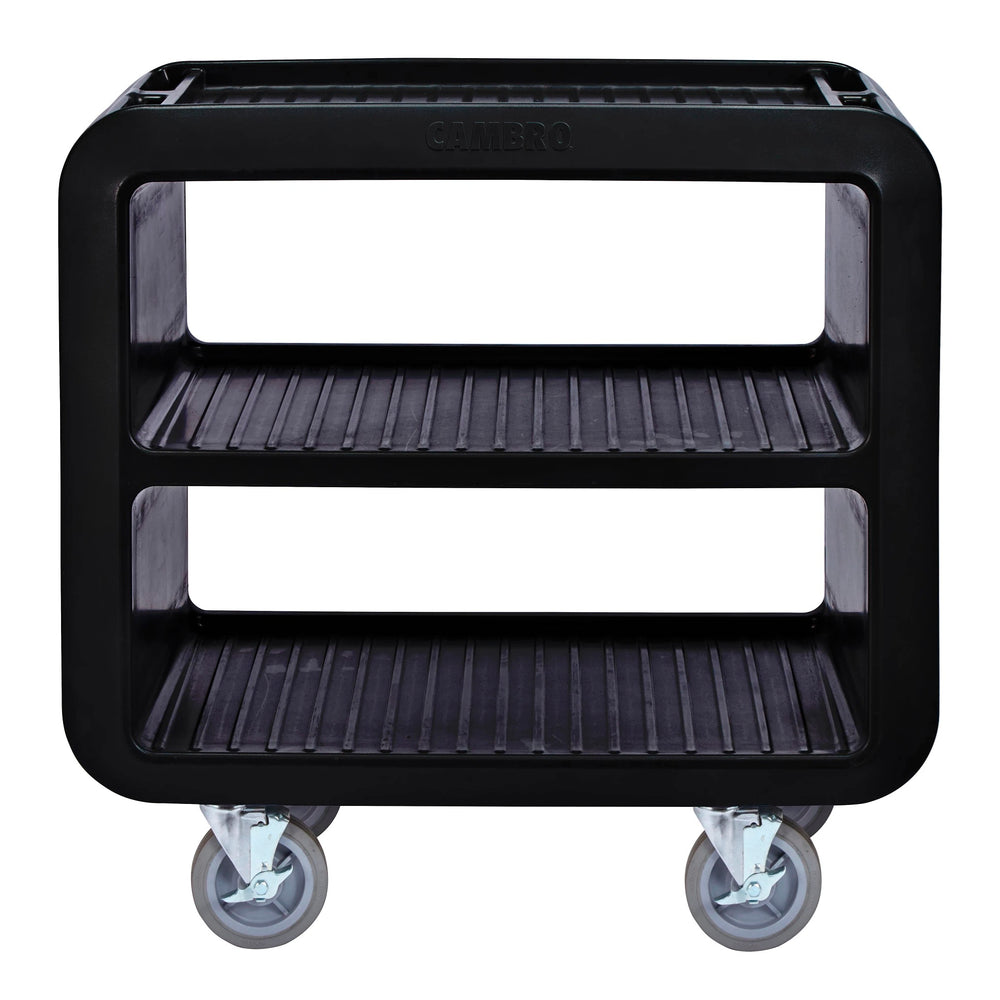 Cambro SC230110 Service Cart PRO Medium 3-Shelf Multi-Purpose Beverage / Service Cart with Ribbed Shelves 37-1/2" x 22" x 37-1/4"H - Black