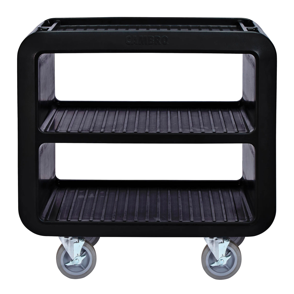 Cambro SC230110 Service Cart PRO Medium 3-Shelf Multi-Purpose Beverage / Service Cart with Ribbed Shelves 37-1/2" x 22" x 37-1/4"H - Black