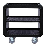 Cambro SC230110 Service Cart PRO Medium 3-Shelf Multi-Purpose Beverage / Service Cart with Ribbed Shelves 37-1/2" x 22" x 37-1/4"H - Black