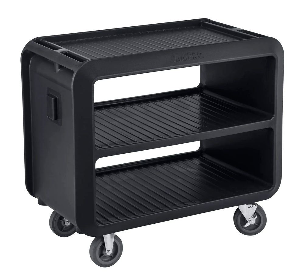Cambro SC230110 Service Cart PRO Medium 3-Shelf Multi-Purpose Beverage / Service Cart with Ribbed Shelves 37-1/2" x 22" x 37-1/4"H - Black