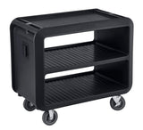 Cambro SC230110 Service Cart PRO Medium 3-Shelf Multi-Purpose Beverage / Service Cart with Ribbed Shelves 37-1/2" x 22" x 37-1/4"H - Black