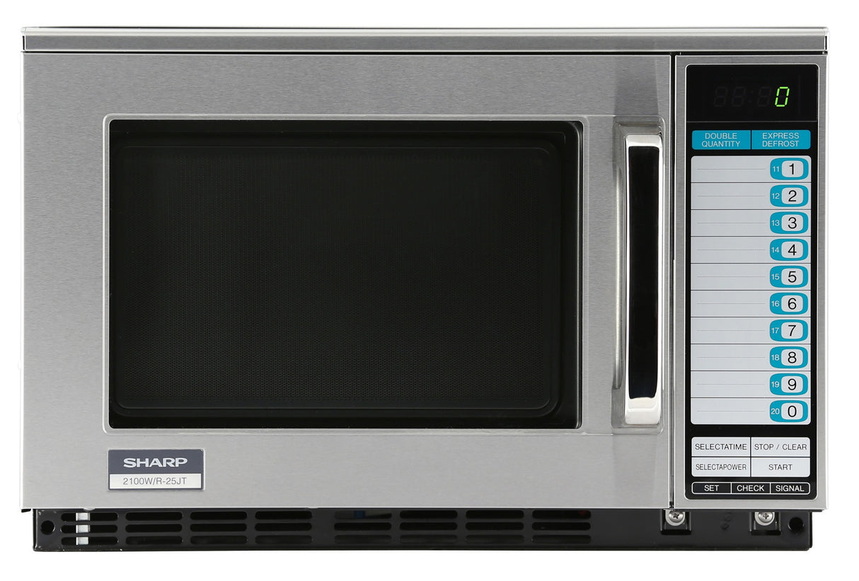 Sharp R-25JTF Stainless Steel Heavy Duty Commercial  Microwave Oven with Touch Pad Controls 20-1/8" - 0.7 cu. ft. - 230/208V, 2100W