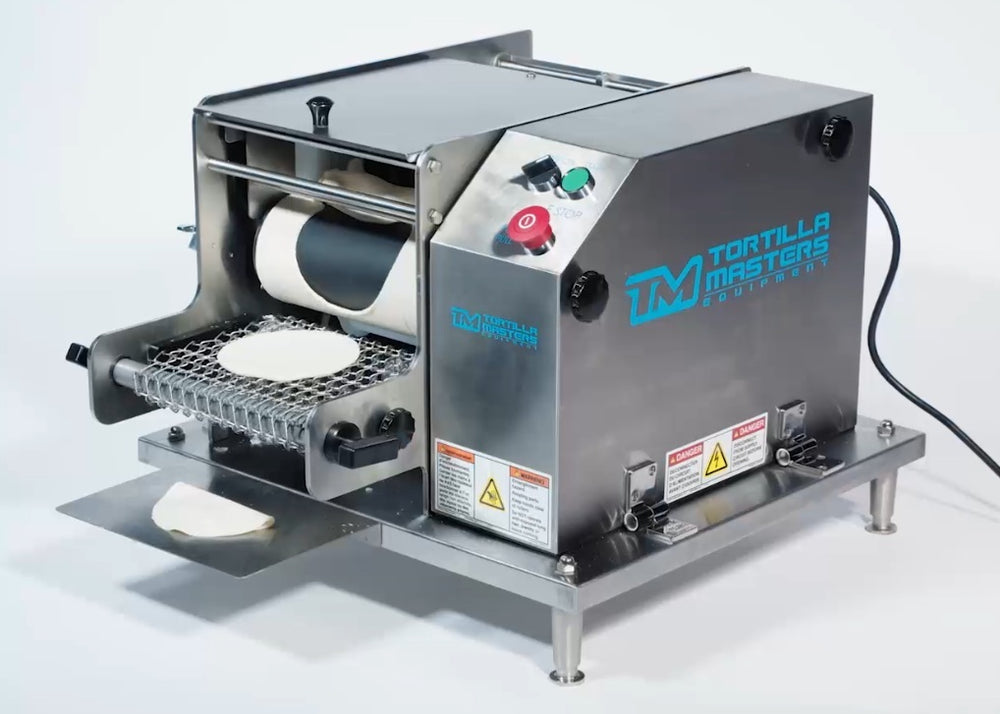 Tortilla Masters TM105 Ventura Flex Countertop Corn Tortilla Machine with 6" Cutter and Manual Controls- 120V, 60W