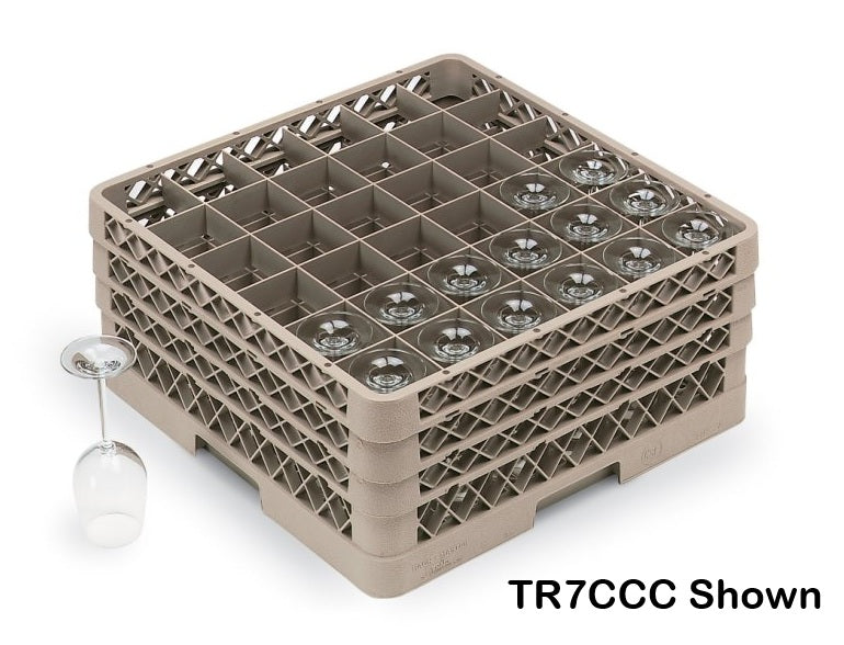 Vollrath TR7CCCA Traex 36-Compartment Full Size Glass/Stemware Rack with 3 Extenders and 1 Open Extender - Beige