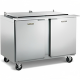 Traulsen UST4812-LR 2-Section Left/Right Hinged 2 Door Refrigerated Salad/Sandwich Prep Table with Low Profile Flat Lid 48" - Holds (12) 1/6 Size Pans - 14 cu. ft. - 115v