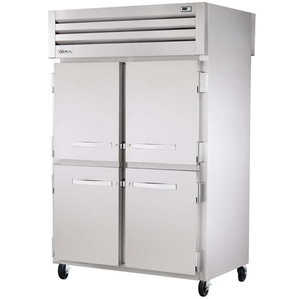 True STA2RPT-4HS-2G-HC Spec Series 2-Section 4 Solid Half Door Front / 2 Glass Door Rear Pass-Thru Refrigerator 52" - 56 cu. ft. - 115v